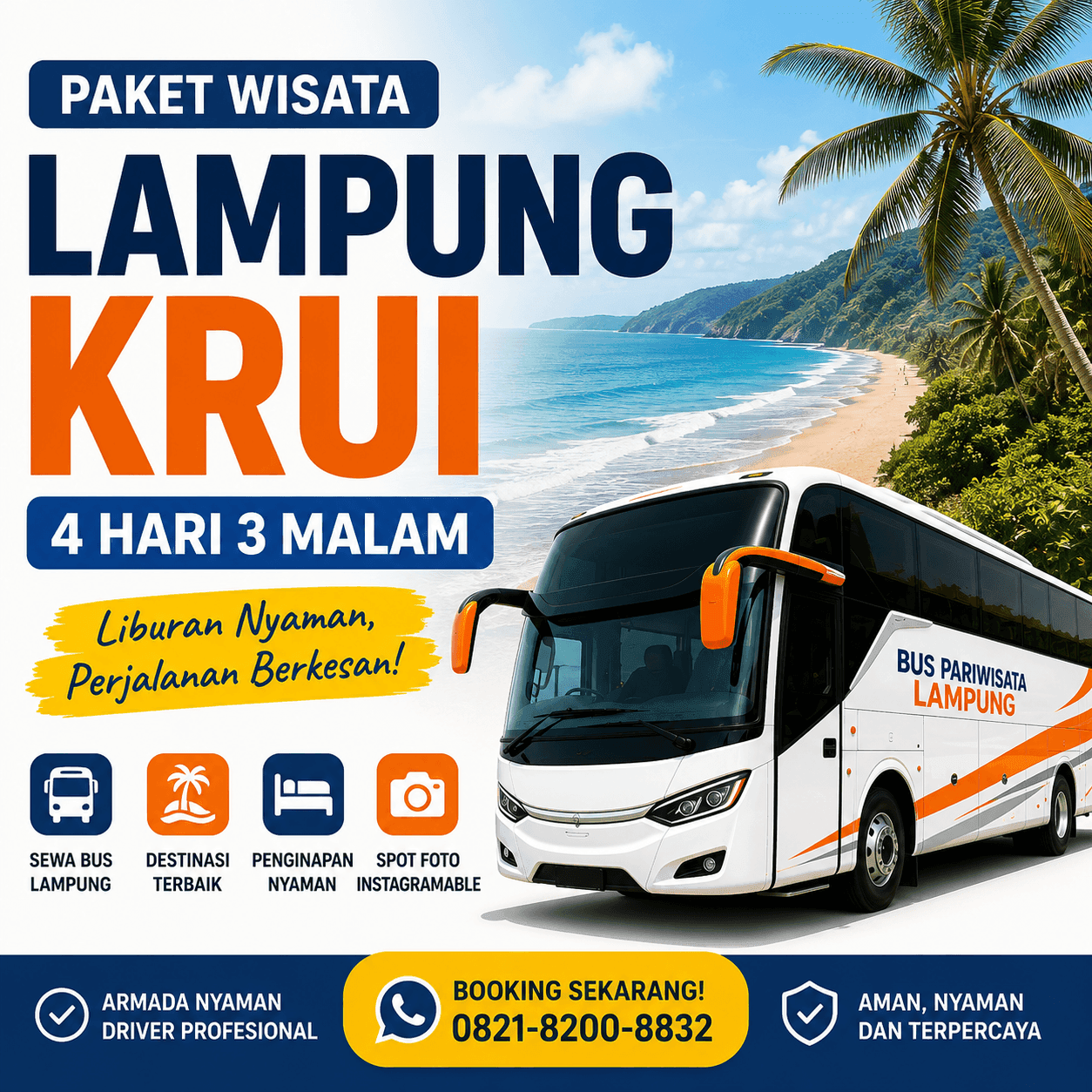 Paket Wisata Lampung Krui 4 Hari 3 Malam dengan Sewa Bus Lampung Paket Wisata Lampung Krui 4 hari 3 malam