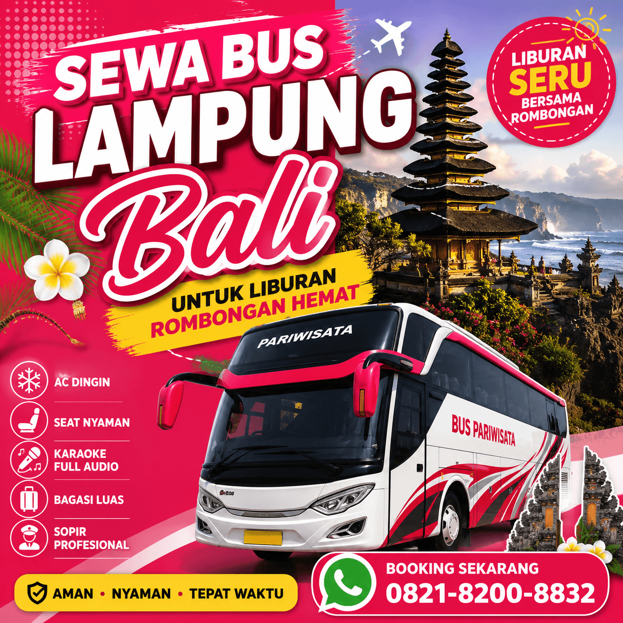 Sewa Bus Lampung Bali untuk Liburan Rombongan Hemat