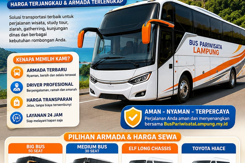 Sewa bus pariwisata Lampung terpercaya
